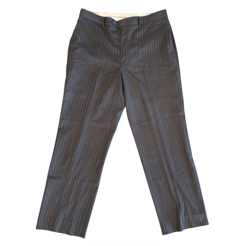 Tony Blake Mens Charcoal Grey Pinstripe Dress Pants 38R Flat Front Trousers